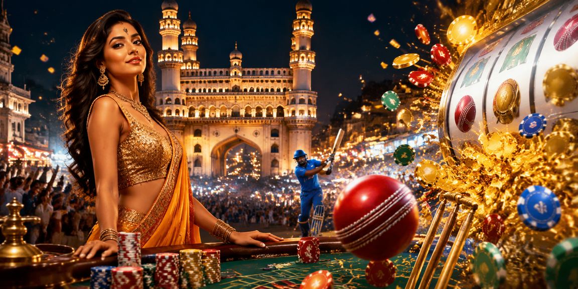 Player playing Rummy online at a night market in Hyderabad